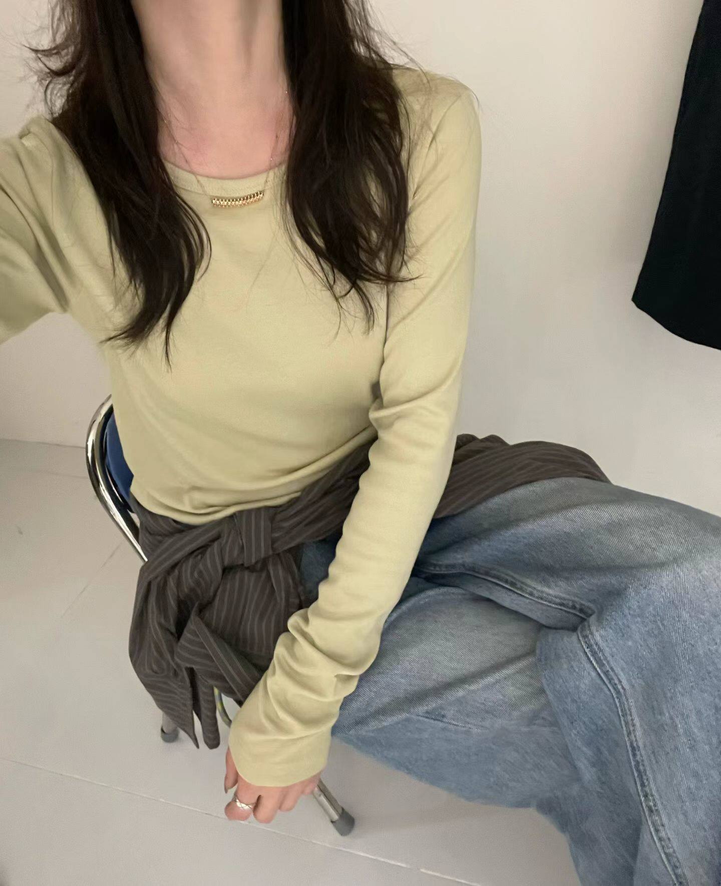 韩国东大门女装2026春夏高品质圆领长袖针织衫薄款修身显瘦上衣