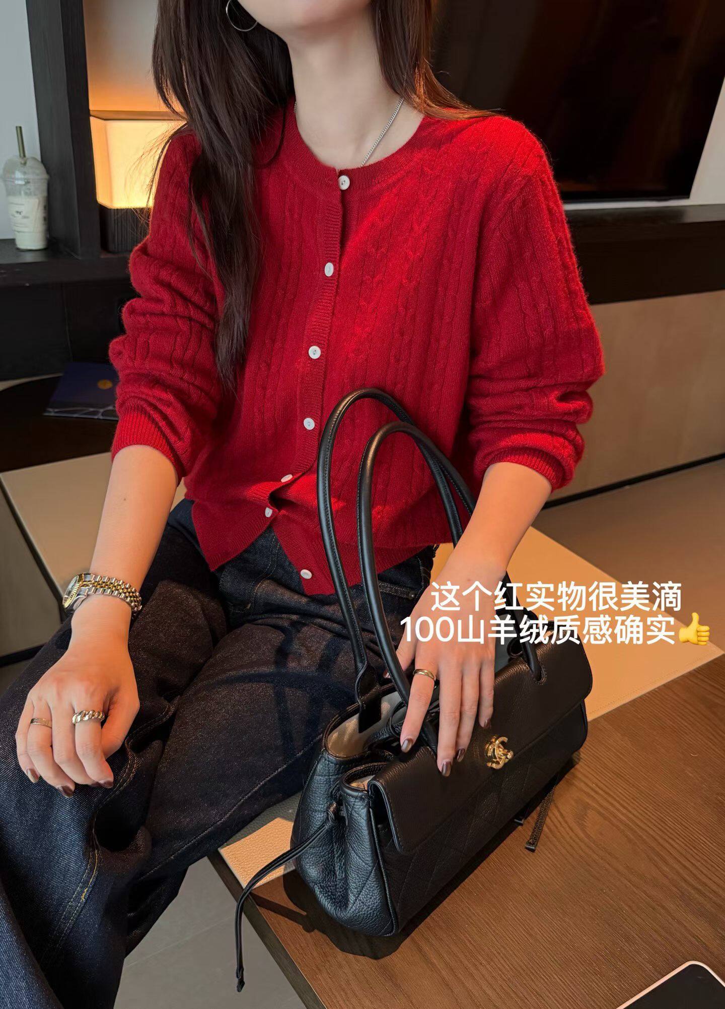 韩国东大门正品女装2026新款百搭显瘦圆领麻花山羊绒针织开衫外套