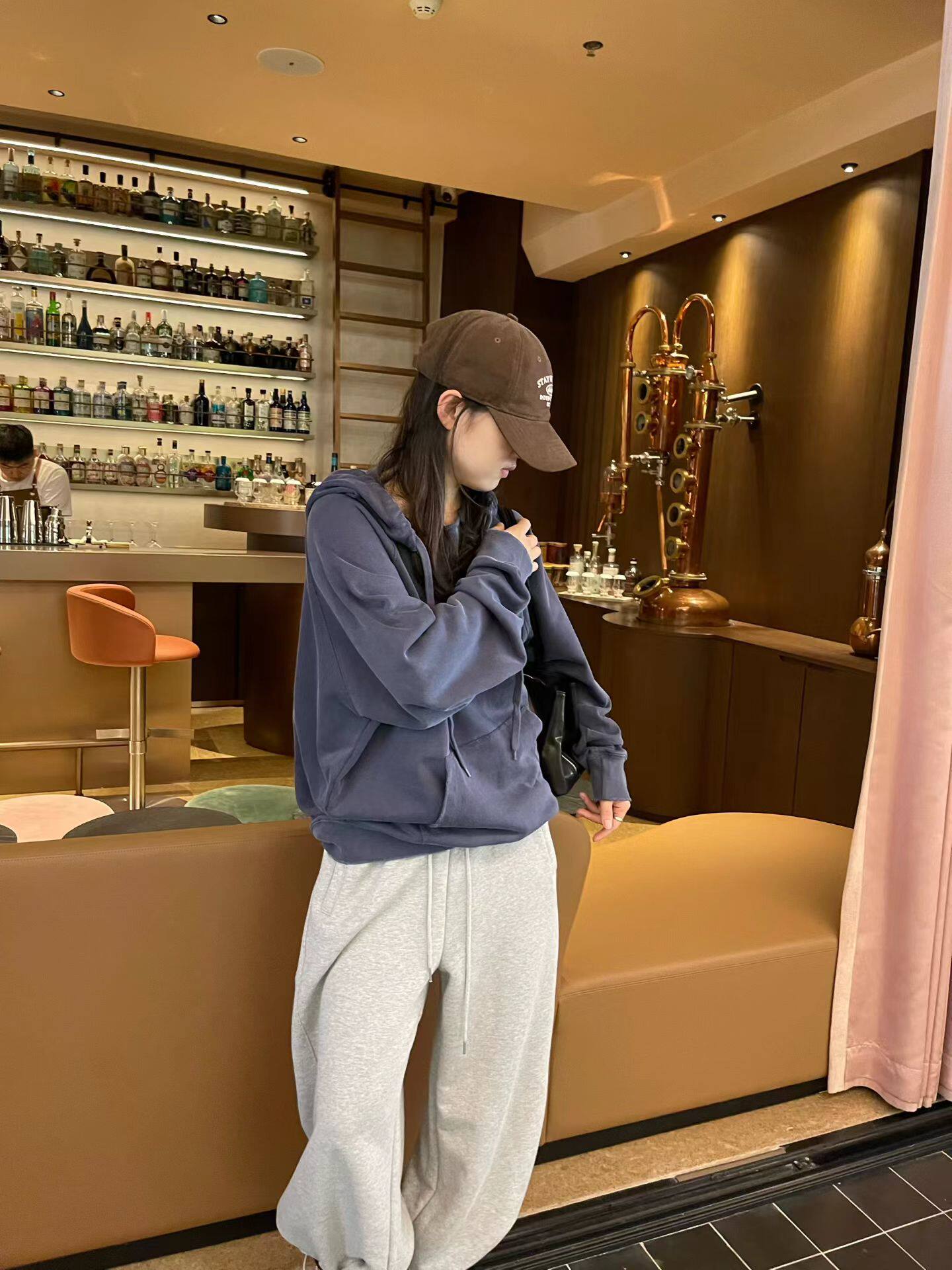 韩国东大门正品女装2026新款百搭显瘦连帽做旧宽松长袖卫衣外套