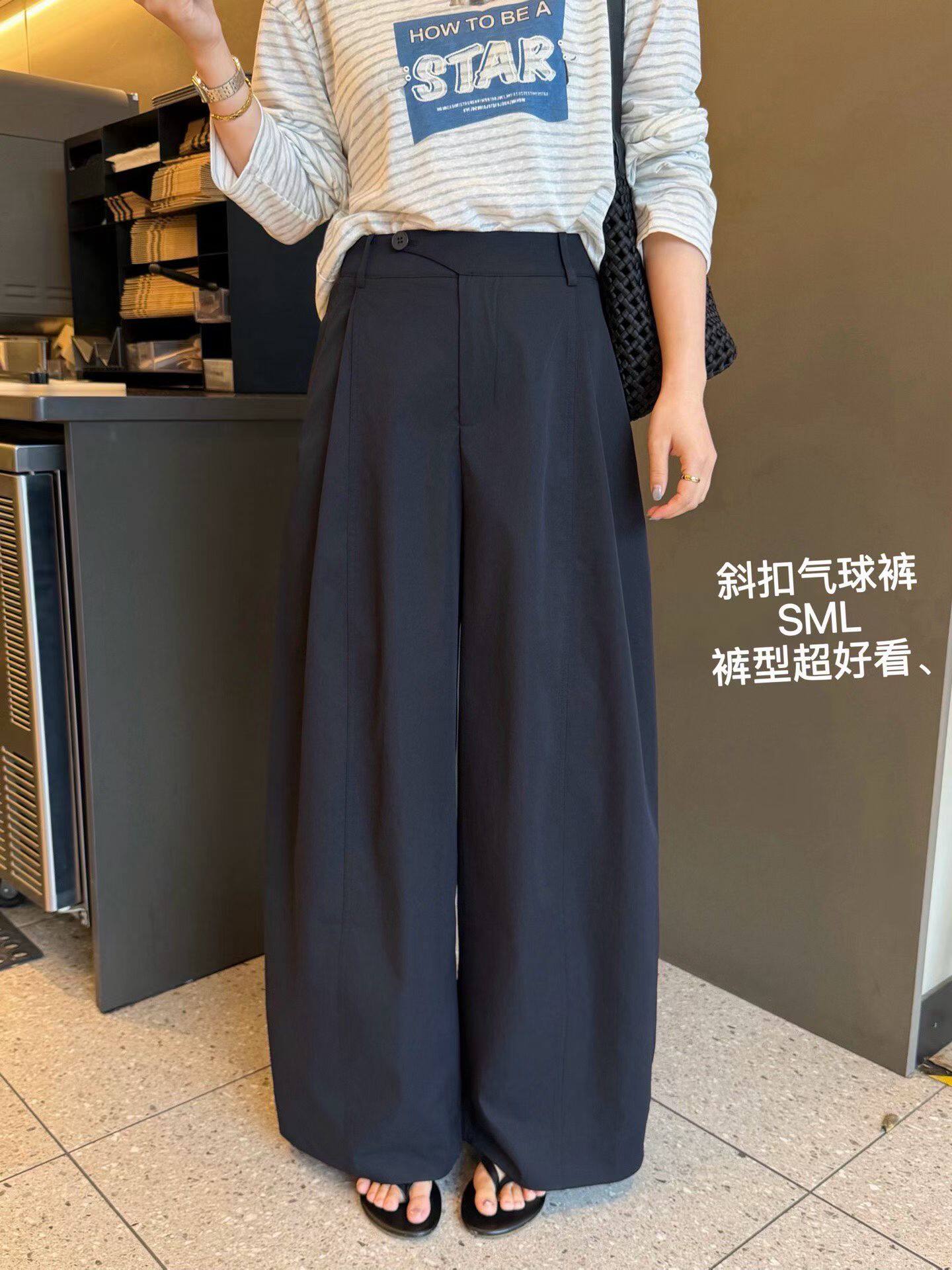韩国东大门正品女装时尚百搭高腰显瘦阔腿裤宽松休闲直筒长裤ins
