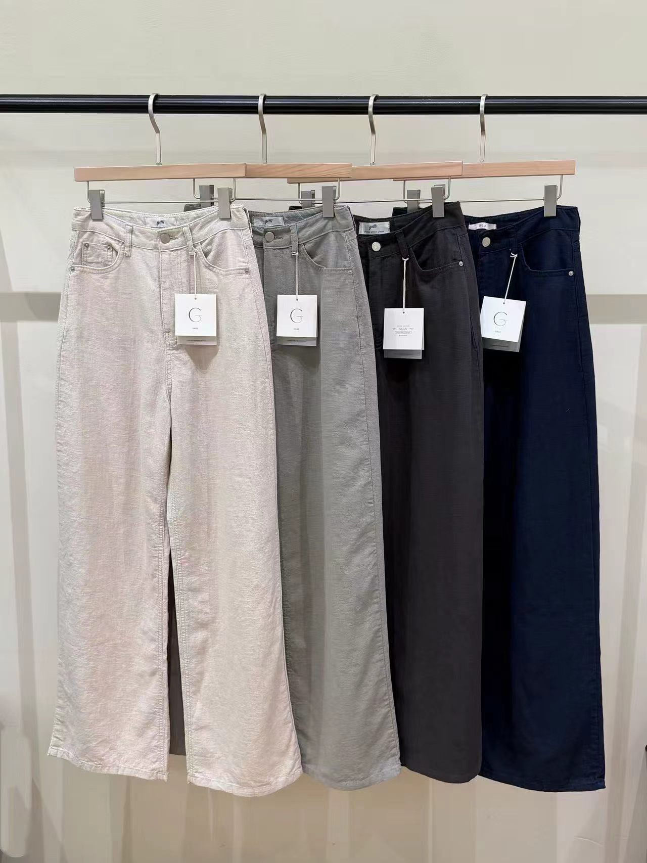 韩国东大门正品女装夏季新款高腰显瘦直筒麻料薄款牛仔裤百搭舒适
