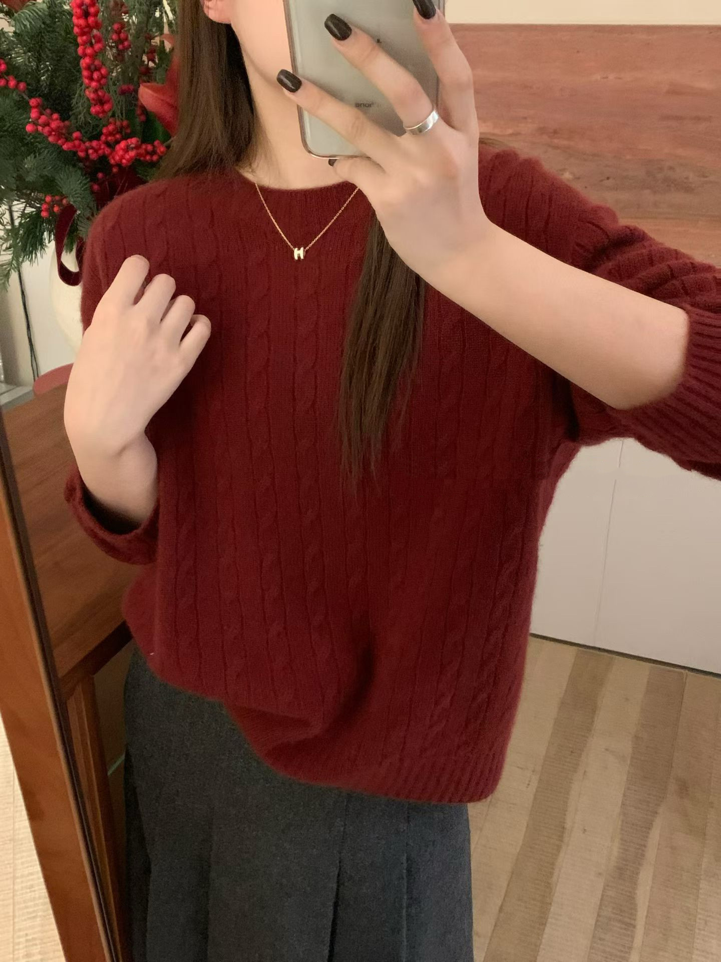 韩国东大门正秋冬高品质圆领宽松麻花复古百分百山羊绒显瘦针织衫