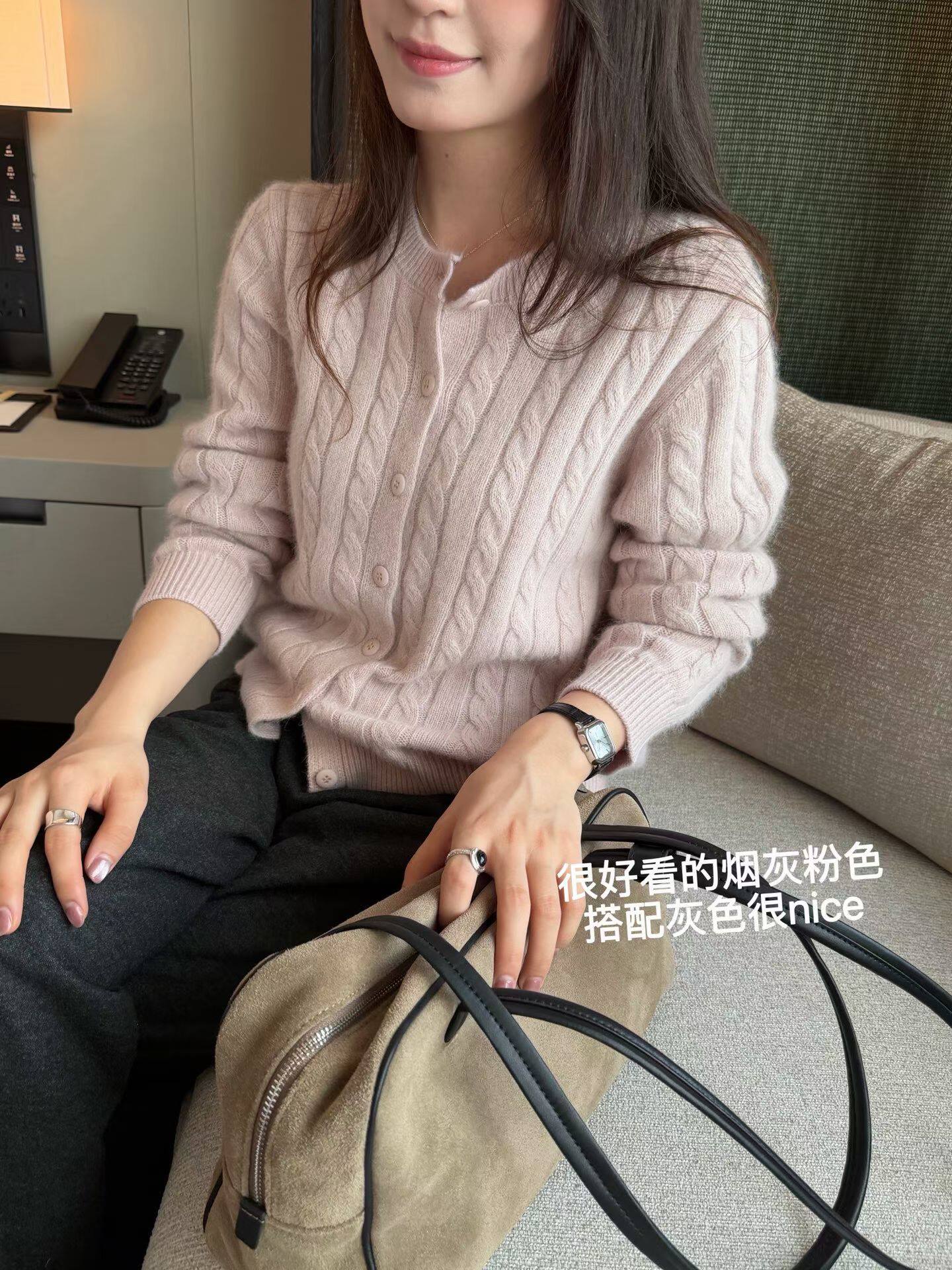 韩国东大门正品女装2026新百搭显瘦圆领麻花羊毛长袖针织开衫外套