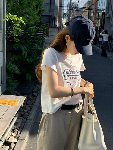 ounce韩国东大门正品女装百搭圆领字母短袖T恤宽松显瘦休闲上衣