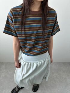 T恤衫 2026春夏高品圆领条纹短袖 拼色宽松百搭 女装 韩国东大门正品