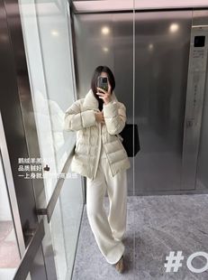 韩国东大门正品女装冬立领宽松短款皮毛一体羊羔毛外套羽绒服加厚