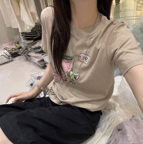 韩国东大门正品女装时尚百搭圆领短袖T恤宽松显瘦上衣ins潮