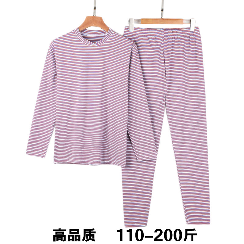 中老年人大码秋衣秋裤女套装纯棉宽松加肥加大胖mm棉毛衫裤200斤
