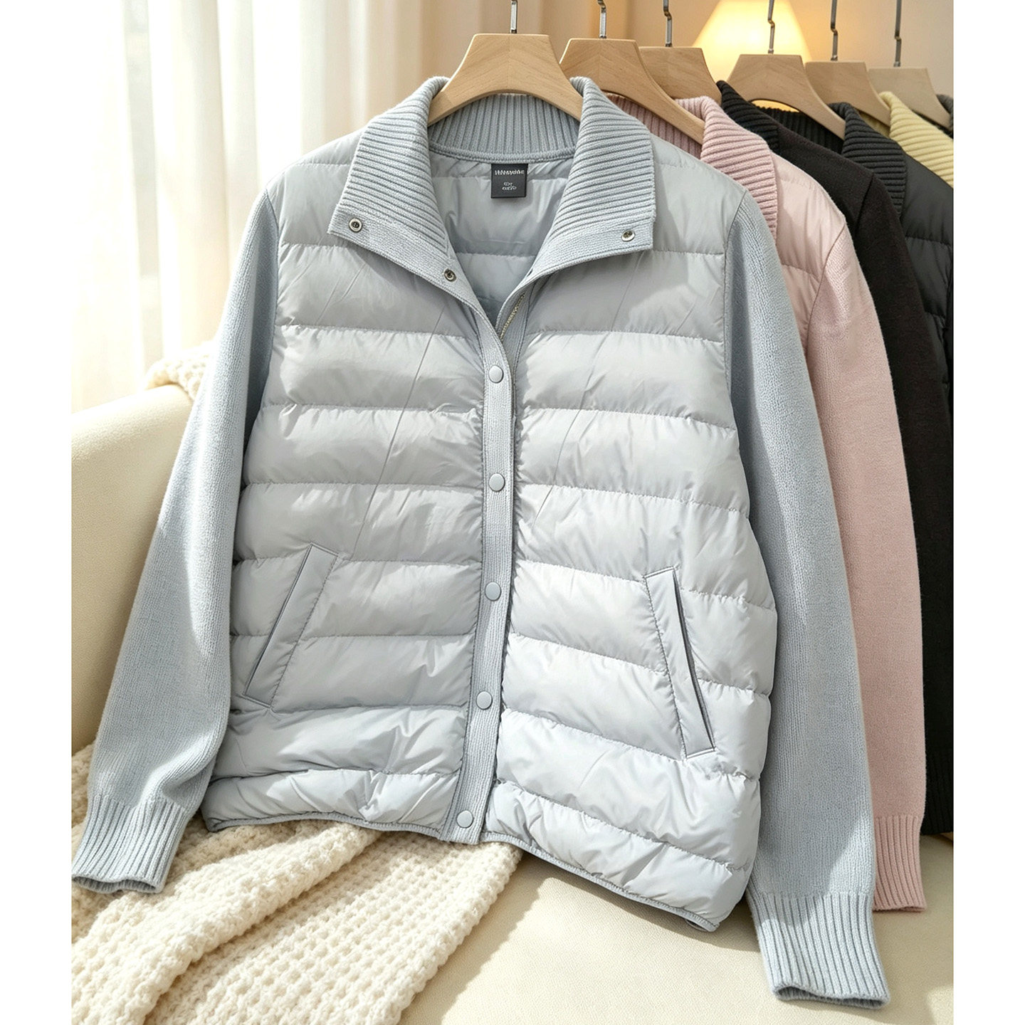 洋气轻薄外套排骨棉羊毛棉服女士