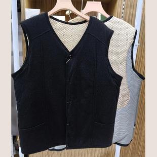 蚕丝驼绒加厚坎肩冬季 棉马甲保暖背心中老年人马夹爸爸装 男士 大码