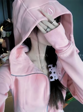 MJAMILA  lulu*美式高街连帽开衫卫衣女宽松显瘦休闲百搭慵懒风女