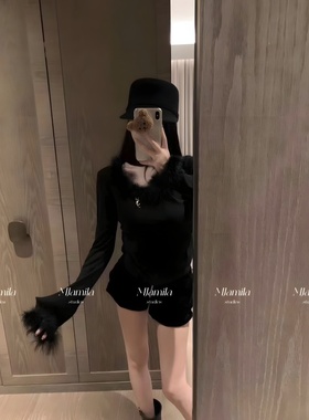 MJAMILA Y*L小香风浪漫纯欲美女氛围感毛毛挂脖收腰针织衫