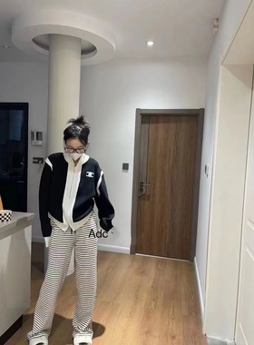 MJAMILA 23ss慵懒风宽松休闲外套撞色百搭双拉链立领拼色针织开衫