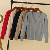 初秋季 开衫 穿搭东莞大朗上衣 护士毛衣外套深灰色针织衫 早秋天薄款