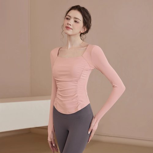 瑜伽服套装女2026新款高级感运动上衣带胸垫普拉提训练健身服长袖