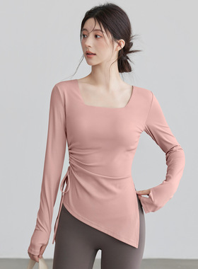 瑜伽服上衣长袖2025秋冬新款修身显瘦跑步运动普拉提训练健身套装