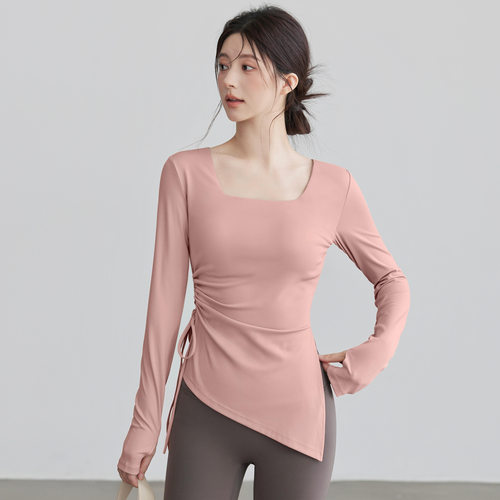 瑜伽服上衣长袖2025秋冬新款修身显瘦跑步运动普拉提训练健身套装