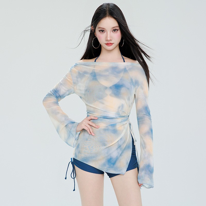 分体泳衣女三件套2025新款长袖罩衫绝美泡温泉度假性感比基尼套装
