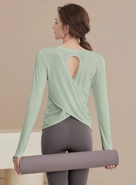 瑜伽服罩衫2025新款宽松显瘦运动上衣长袖跑步普拉提健身服套装女