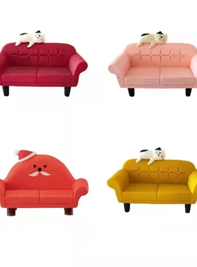 创意猫咪沙发圣诞椅子ZAKKA日式INS微缩装饰场景树脂工艺品小摆件