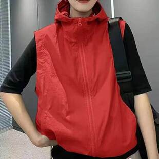 【带透气网】防晒服女韩版百搭薄款连帽马甲小个子宽松无袖外套潮