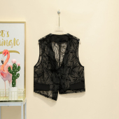 高级薄款 网纱马甲女短款 2023夏潮百搭显瘦不对称坎肩马夹