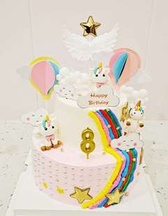 儿童节独角兽小孩双层水果夹层动物奶油生日蛋糕重庆主城内环包邮