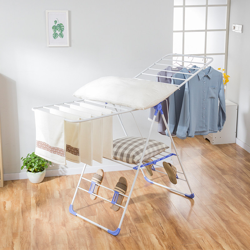 欧润哲 家用双翼晒衣架阳台晾衣架晒鞋架毛巾架衣服挂架落地衣架