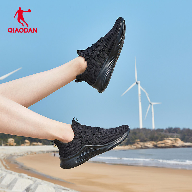 乔丹女鞋跑鞋女夏季轻便软底网面透气跑步鞋黑色减震运动健身鞋子