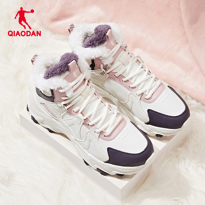 乔丹运动鞋跑步鞋2026夏季高帮加绒保暖棉鞋皮面大棉防滑女鞋