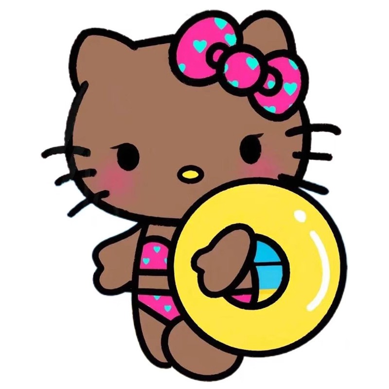 黑皮HelloKitty电动车汽车装饰贴