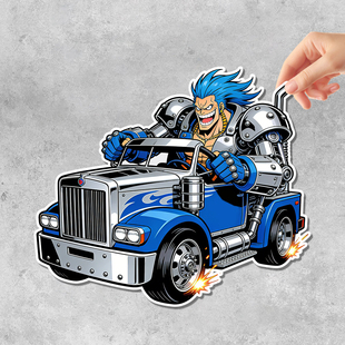 卡通风汽车装饰贴纸动漫人物海贼王弗兰奇开车全车贴三角窗防水