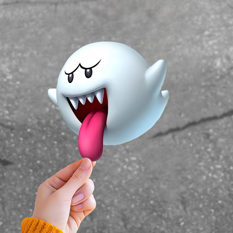 卡通游戏超级马里奥邪恶害羞幽灵鬼大舌头反光汽车贴纸电动车贴画