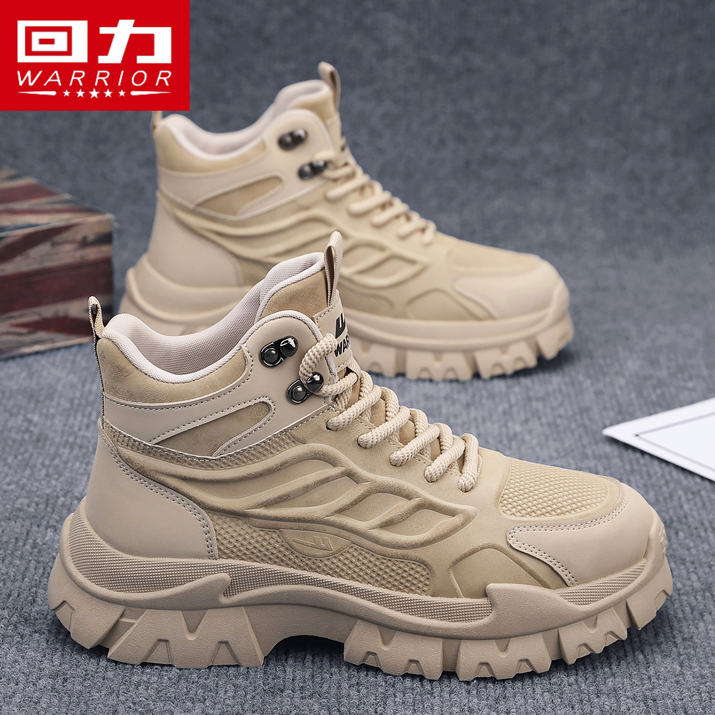 回力马丁靴男秋季高帮英伦风休闲户外登山沙漠作战耐磨厚底工装靴