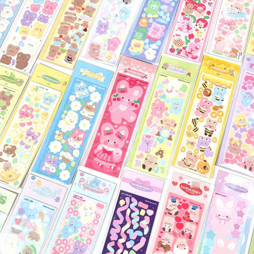 【现货包邮】韩国Rayeonfancy可爱卡通兔子咕卡贴纸ins小卡diy贴