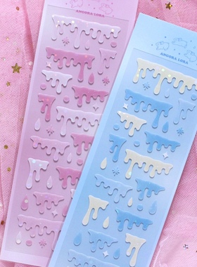 韩国angora lora镭射奶油滴落咕卡贴ins追星小卡照片diy装饰贴纸