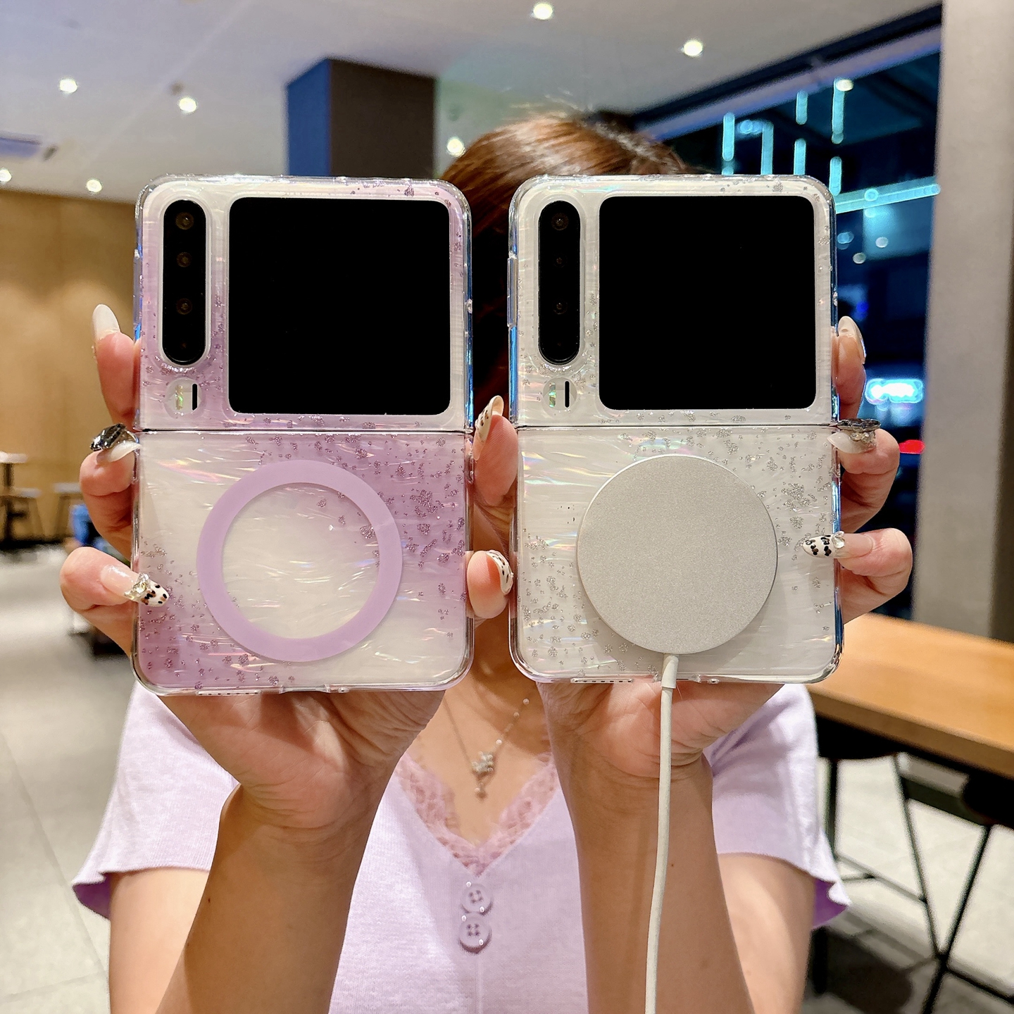 高级感闪粉强力磁吸全包硬壳