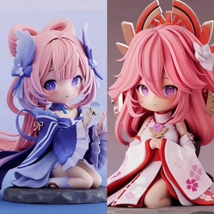 Q版八重神子少女珊瑚宫心海手办动漫人物车载桌面摆件模型Asai