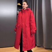 百搭过膝长款 连帽风衣女宽松休闲中长款 时尚 大码 显瘦春秋外套 新款