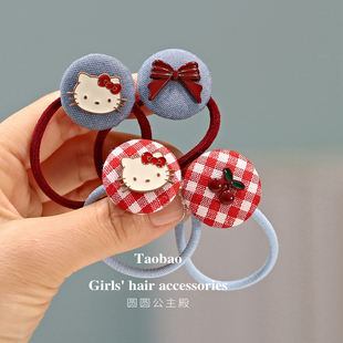 甜酷牛仔可爱凯蒂猫宝宝小发圈女孩扎辫子高弹力头绳儿童刘海发夹
