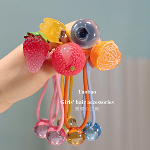 仿真水果发圈儿童扎马尾辫头绳学生彩色绕绕糖果球头绳扎头发皮筋