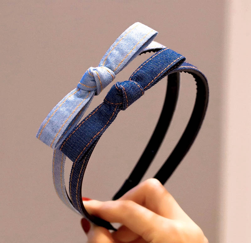 韩国防滑牛仔蝴蝶结学生儿童发箍