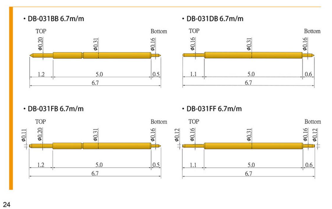 原装台湾进口钛甫BGA双头测试探针DB-031BB/DB/FB/FF-6.7m/m