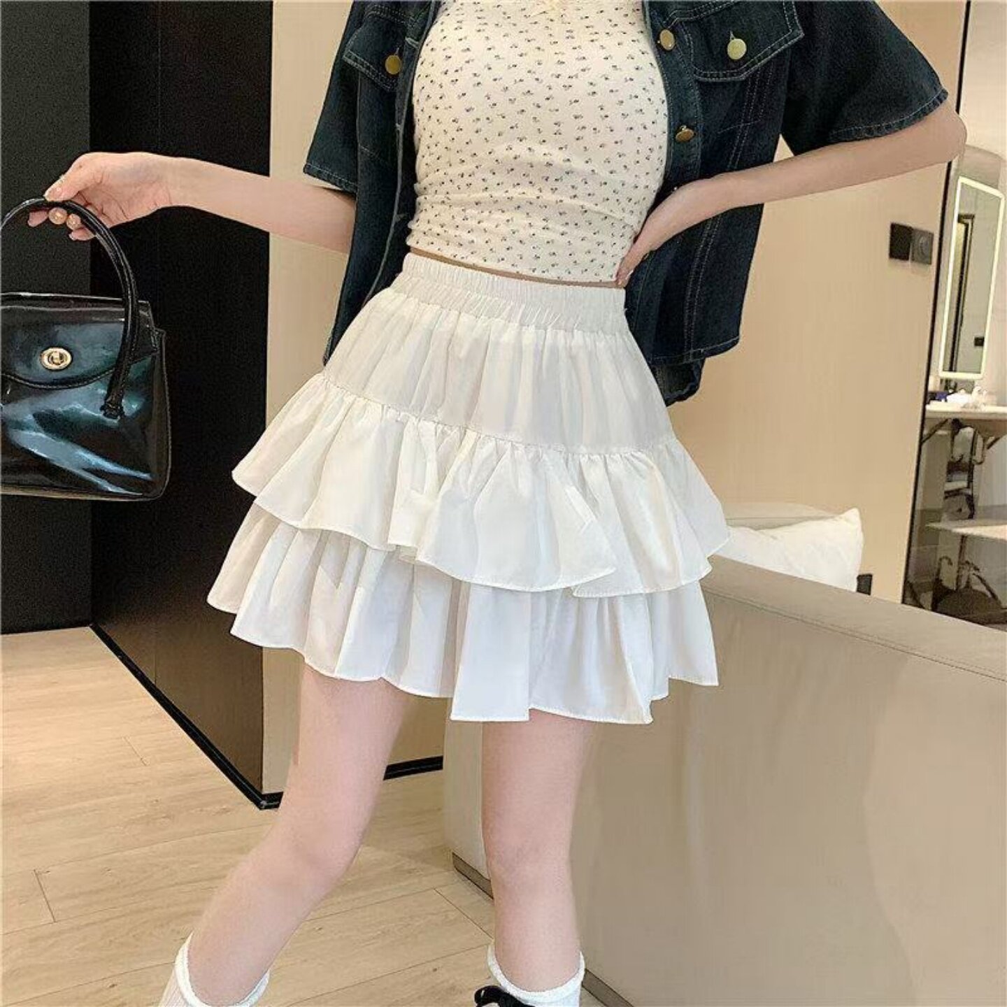 大码半身裙女夏季小个子蓬蓬短裙