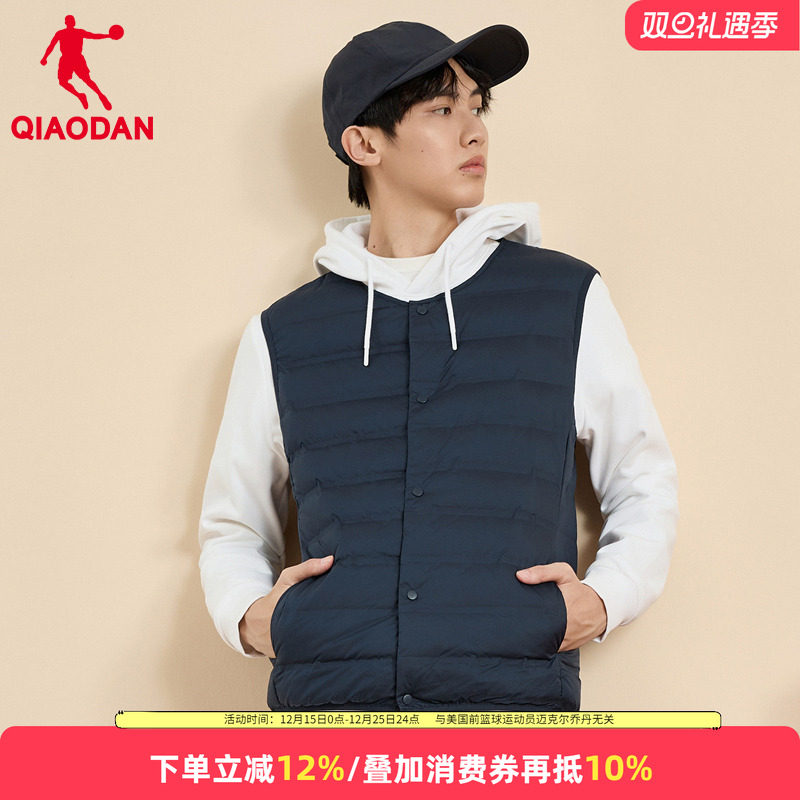 乔丹马夹羽绒服男款运动背心外套男2025冬季轻薄保暖休闲马甲男装