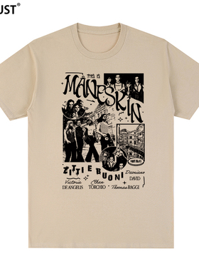 MANESKIN短袖T恤意大利摇滚乐队Damiano David复古怀旧男女字母潮