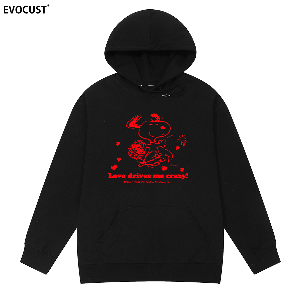 Snoopy史努比Love drives me crazy卡通动漫复古怀旧男女连帽卫衣