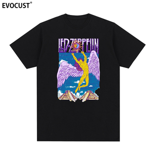 齐柏林飞艇乐队Led Zeppelin专辑摇滚天使复古怀旧短袖T恤男女