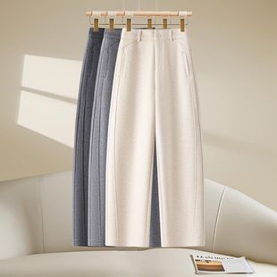 宽松显瘦加厚直筒香蕉裤 女2025秋冬新款 子 醋酸羊毛休闲弯刀裤 时尚