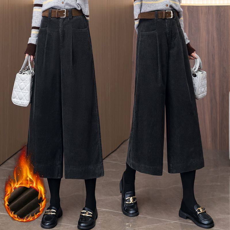 灯芯绒八分阔腿休闲裤女秋冬2025新款松紧腰显瘦遮肉加绒大脚裤子,女装/女士精品,休闲裤,淘宝优惠券,粉丝福利购,淘宝优惠卷